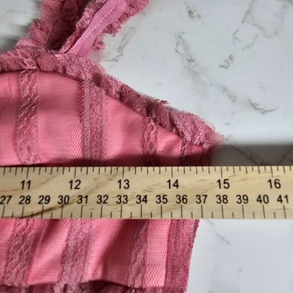 NBD Ahlani Blush Pink Sheer Layered Mesh Ruffle Mini‎ Dress Sleeveless Women S - Picture 11 of 14